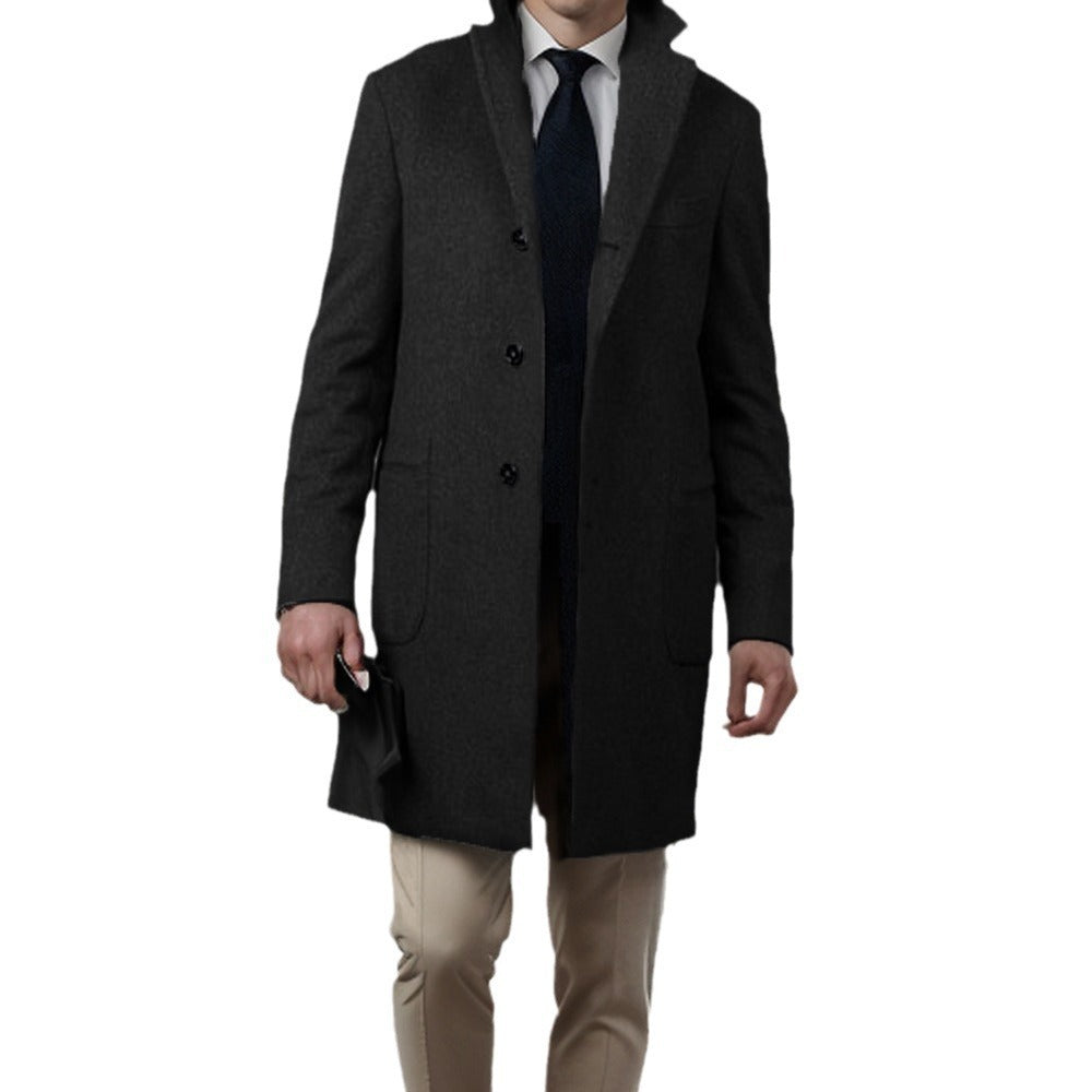 British Style Medium-length Wool Coat For Men
