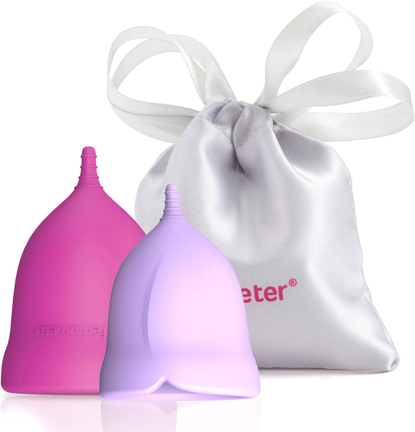 Set Of 2 Menstrual Cups Reusable Period Cup Medical Silicone Comfortable With Bag