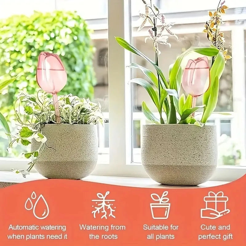 Pink Tulip Plant Watering Balls Suitable For Indoor And Outdoor Plants Automatic Plant Drippers Automatic Watering