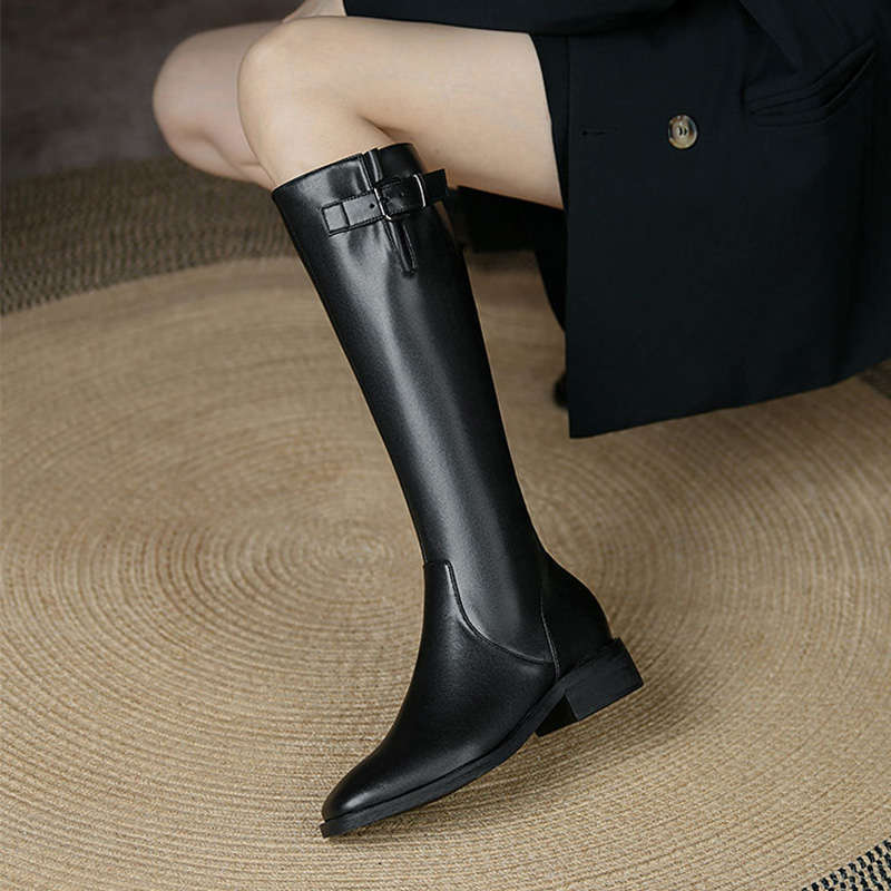 High-grade Below The Knee Slimming Chunky Heel Knight