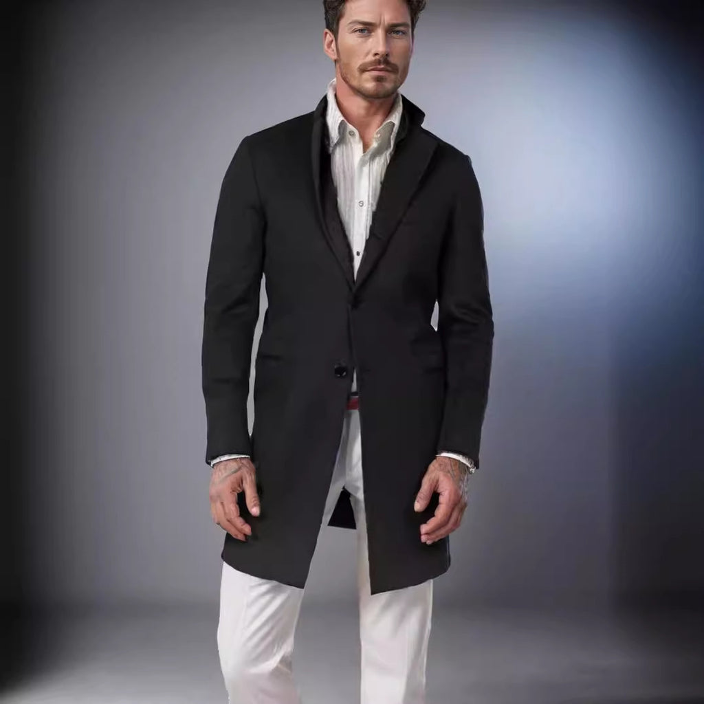 British Style Medium-length Wool Coat For Men