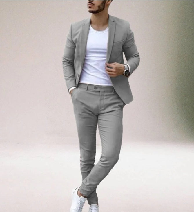 Men Leisure Set Digital Printing Two Button Suit Top Two-piece Pants