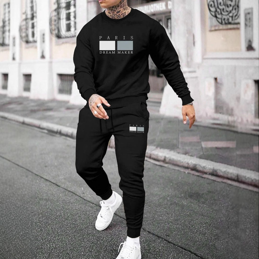 Round Neck Sweater Casual Sports Suit European Size Men's Clothing