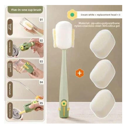 Multi-purpose Five-in-one Cup Washing Device Household Multifunctional Cup Brush Water Cup Insulation Cup Brush Milk Bottle Kitchen Gadgets