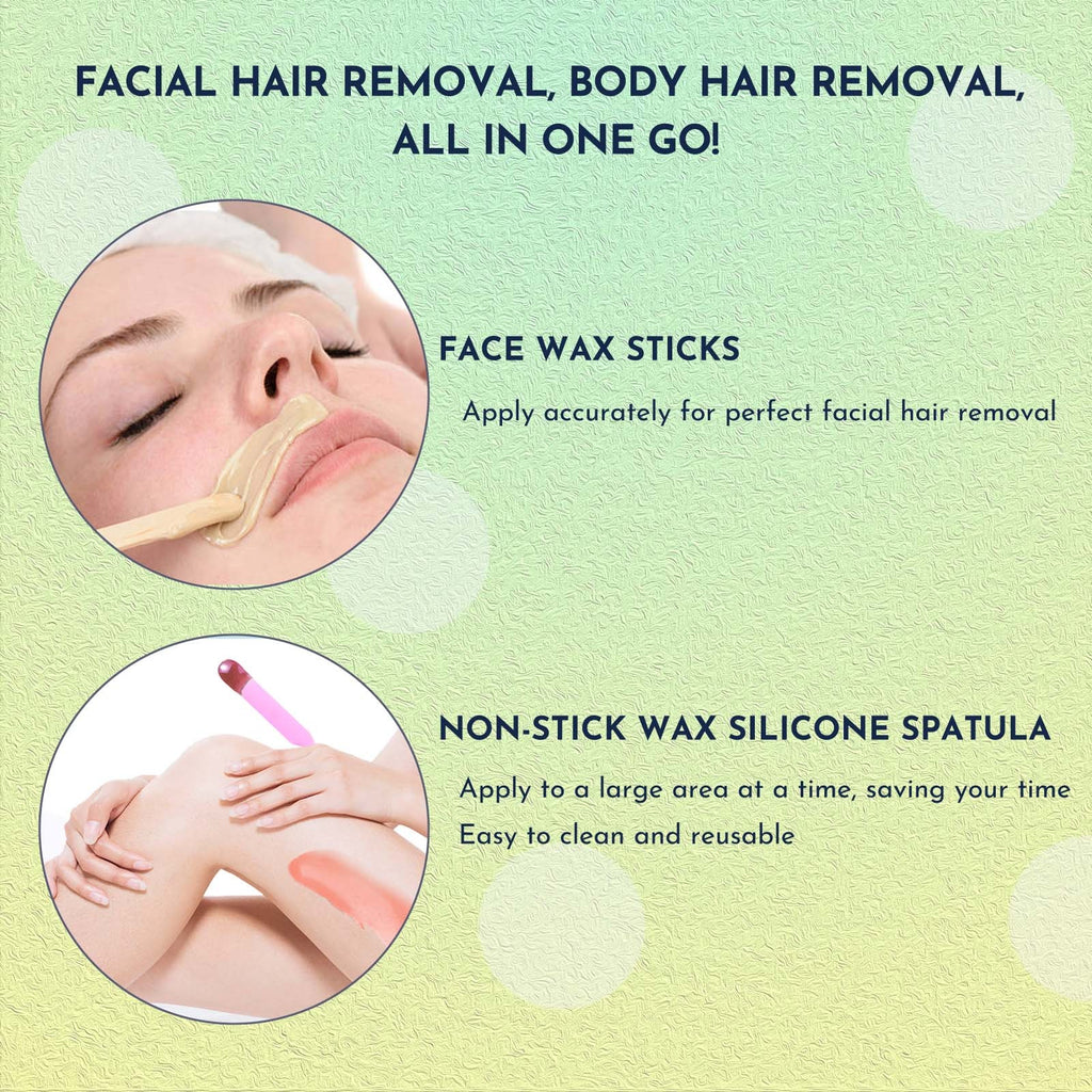 Waxing Kit 19 Items, WUWUVISTA Hair Removal Wax Kit With Wax Melt Warmer Waxing Beads For Face, Brazilian, Full Body, Bikini Suitable For Plugs Of American & European Specifications