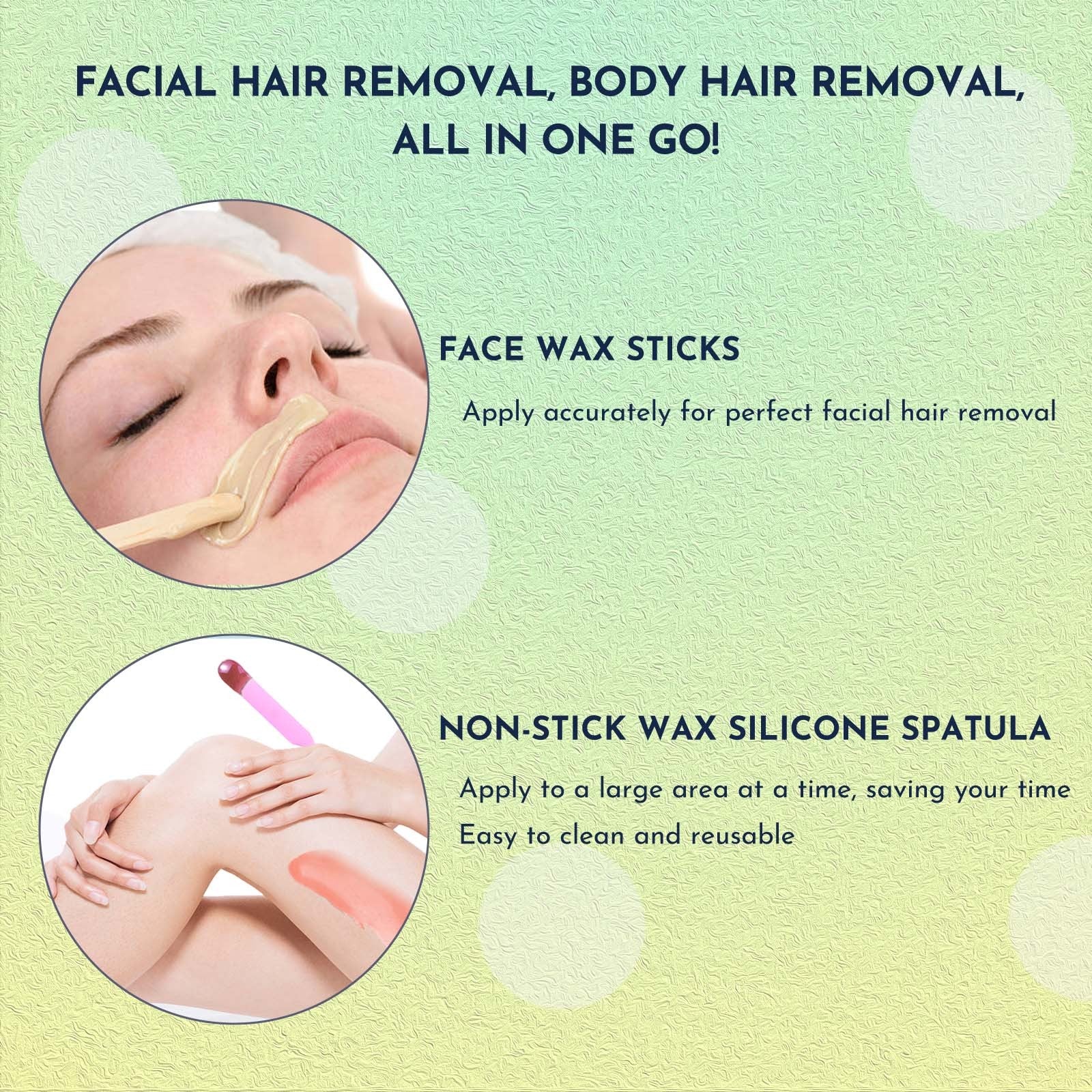 Waxing Kit 19 Items, WUWUVISTA Hair Removal Wax Kit With Wax Melt Warmer Waxing Beads For Face, Brazilian, Full Body, Bikini Suitable For Plugs Of American & European Specifications