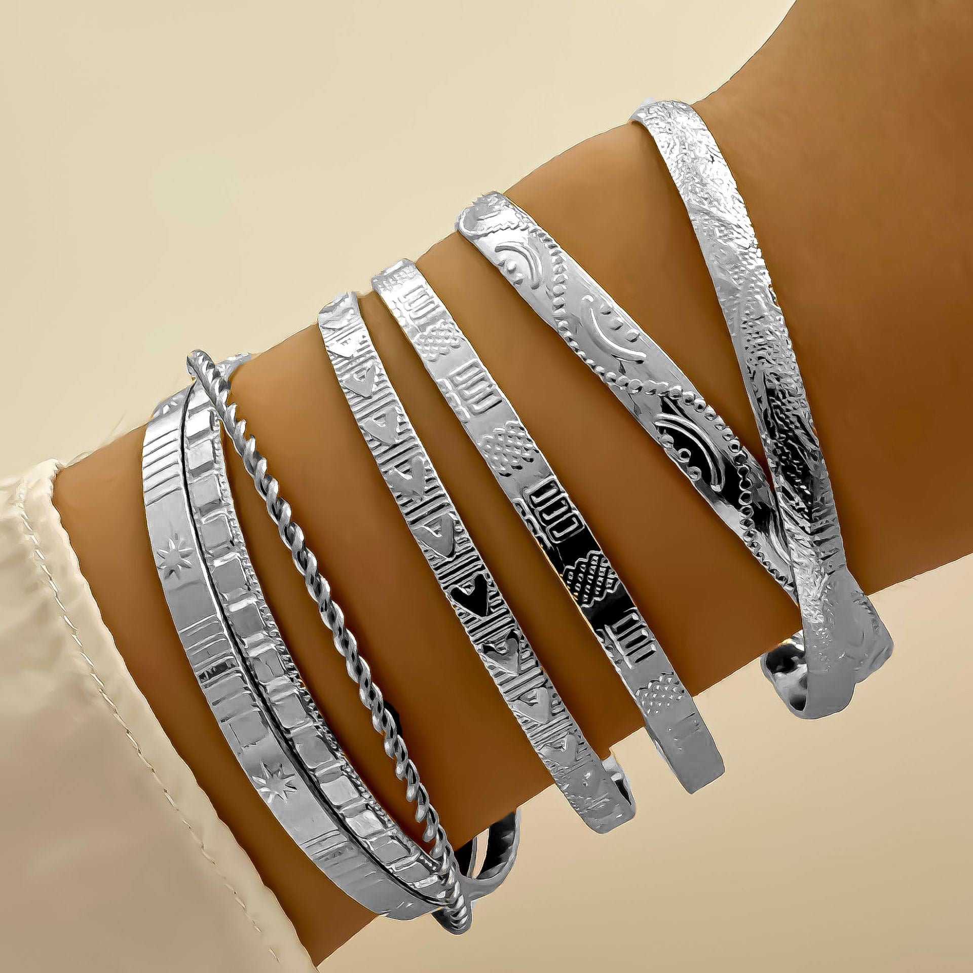 5-7pcs Bracelet Set Creative Simple Temperament Lady Twisted Hip Hop Style Bracelet