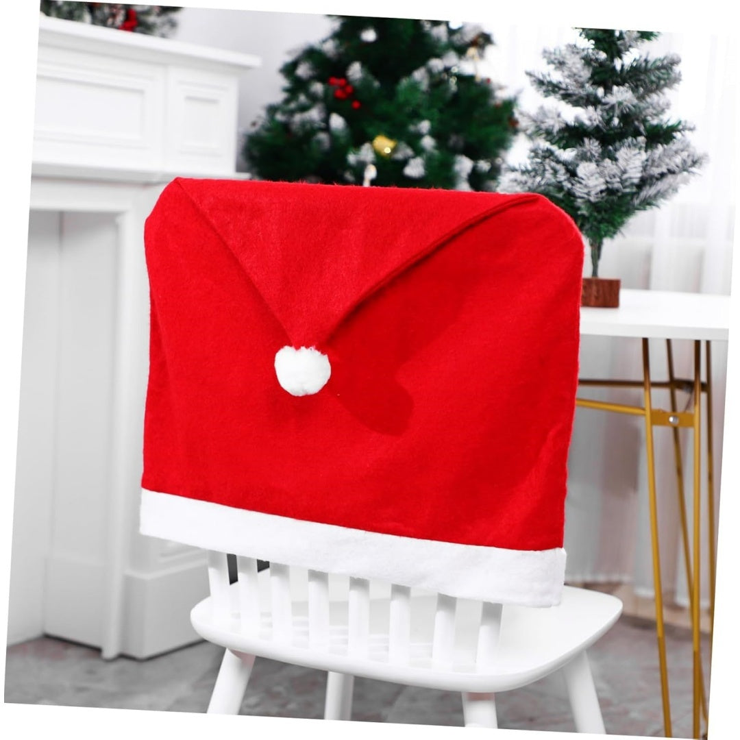 Christmas Chair Covers, Santa Claus Hat Slipcover Xmas Chair Back Cover For Christmas Din