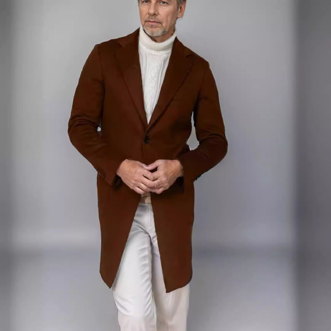 British Style Medium-length Wool Coat For Men