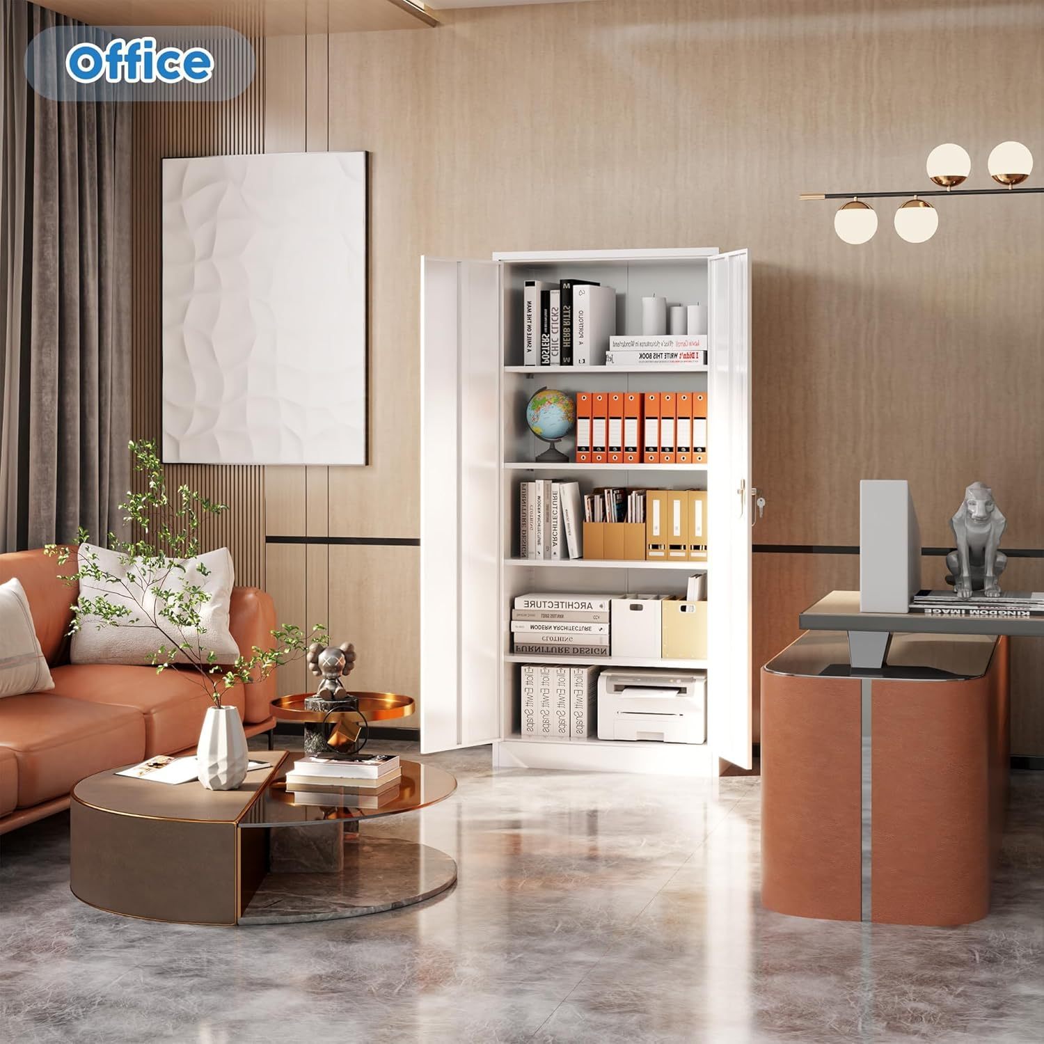 Metal Cabinet,Garage Storage Cabinet With 4 Adjustable Shelves,Locking Tool Cabinets For Garage,Home,Office,Gym,School White