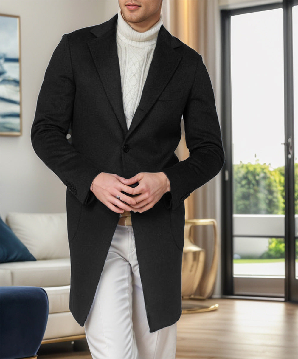 British Style Medium-length Wool Coat For Men